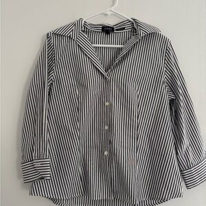 Jones New York Grey and White Striped Shirt